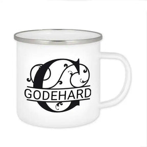 Emaille Tasse mit Namen | Motiv 1 | Godehard - Druckerino