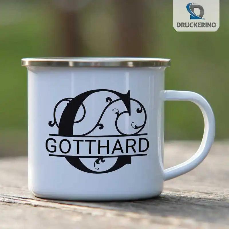 Emaille Tasse mit Namen | Motiv 1 | Gotthard - Druckerino