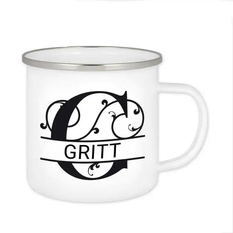 Emaille Tasse mit Namen | Motiv 1 | Gritt - Druckerino
