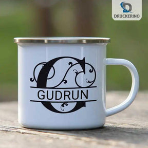 Emaille Tasse mit Namen | Motiv 1 | Gudrun - Druckerino
