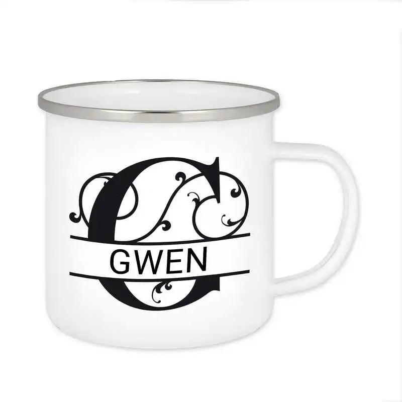 Emaille Tasse mit Namen | Motiv 1 | Gwen - Druckerino