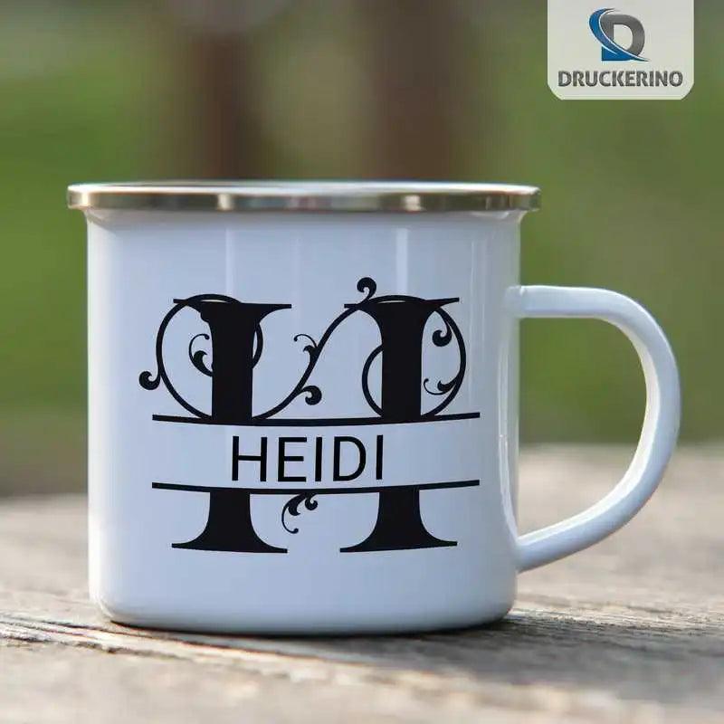 Emaille Tasse mit Namen | Motiv 1 | Heidi - Druckerino