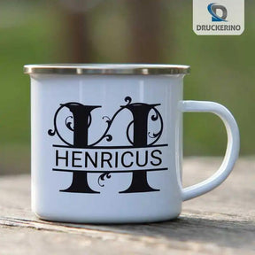 Emaille Tasse mit Namen | Motiv 1 | Henricus - Druckerino