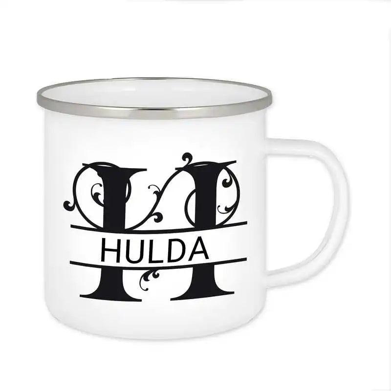 Emaille Tasse mit Namen | Motiv 1 | Hulda - Druckerino
