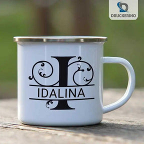 Emaille Tasse mit Namen | Motiv 1 | Idalina - Druckerino