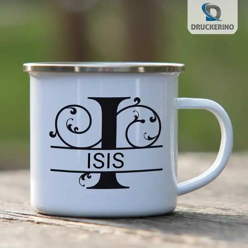 Emaille Tasse mit Namen | Motiv 1 | Isis - Druckerino