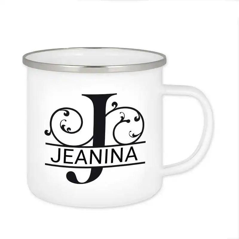 Emaille Tasse mit Namen | Motiv 1 | Jeanina - Druckerino