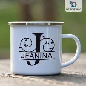 Emaille Tasse mit Namen | Motiv 1 | Jeanina - Druckerino