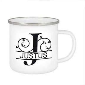 Emaille Tasse mit Namen | Motiv 1 | Justus - Druckerino