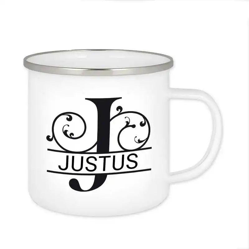 Emaille Tasse mit Namen | Motiv 1 | Justus - Druckerino