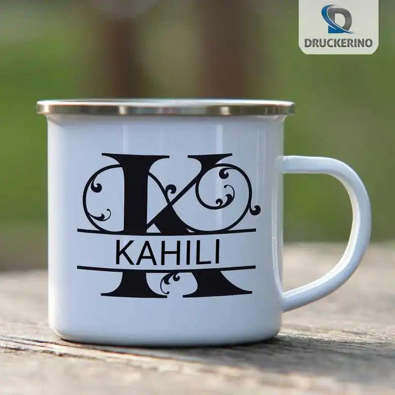 Emaille Tasse mit Namen | Motiv 1 | Kahili - Druckerino