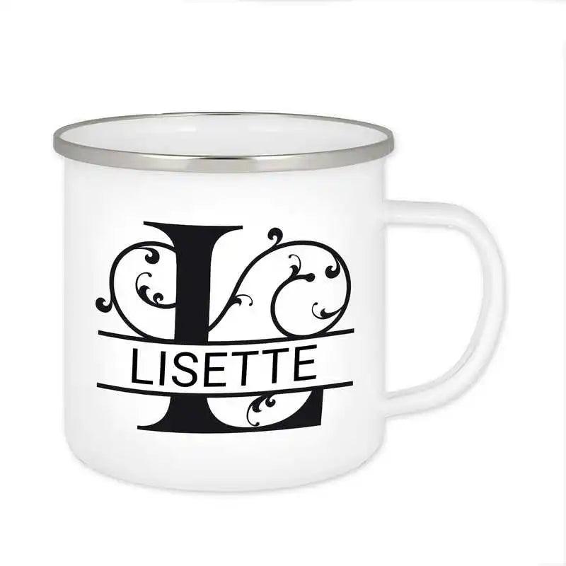 Emaille Tasse mit Namen | Motiv 1 | Lisette - Druckerino