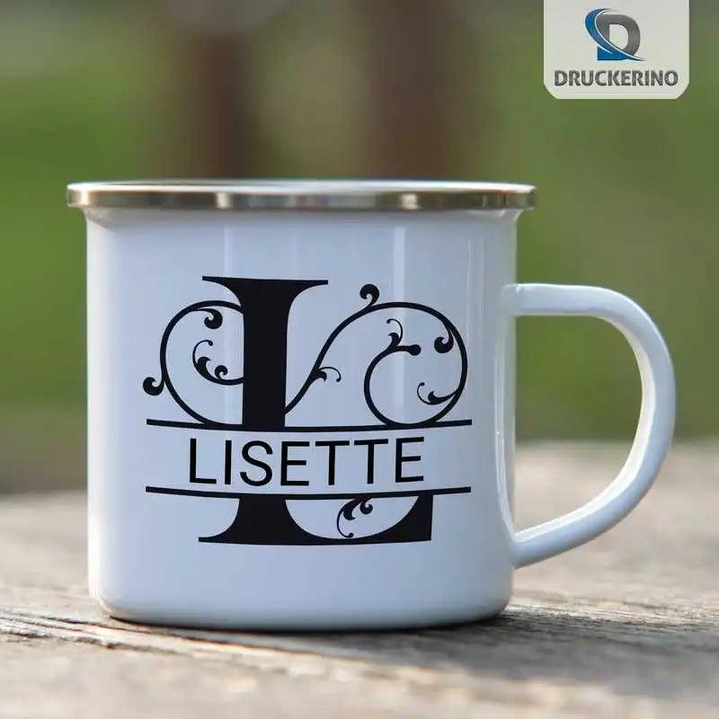 Emaille Tasse mit Namen | Motiv 1 | Lisette - Druckerino
