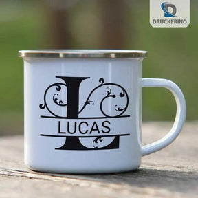 Emaille Tasse mit Namen | Motiv 1 | Lucas - Druckerino