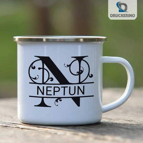 Emaille Tasse mit Namen | Motiv 1 | Neptun - Druckerino