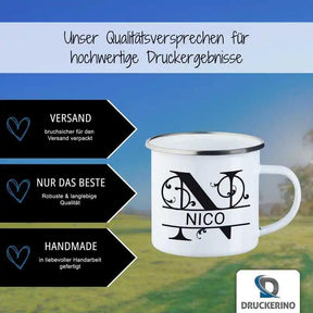 Emaille Tasse mit Namen | Motiv 1 | Nico - Druckerino