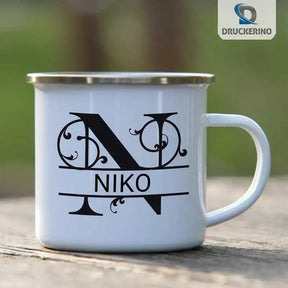 Emaille Tasse mit Namen | Motiv 1 | Niko - Druckerino
