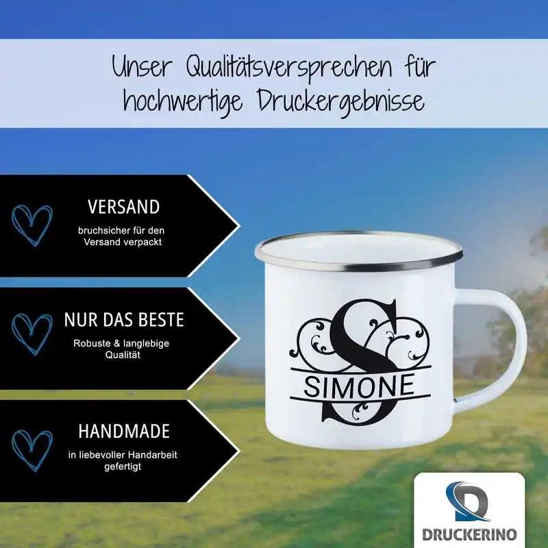 Emaille Tasse mit Namen | Motiv 1 | Simone - Druckerino