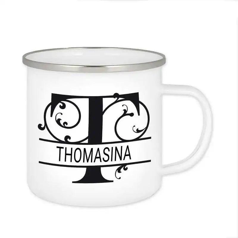 Emaille Tasse mit Namen | Motiv 1 | Thomasina - Druckerino