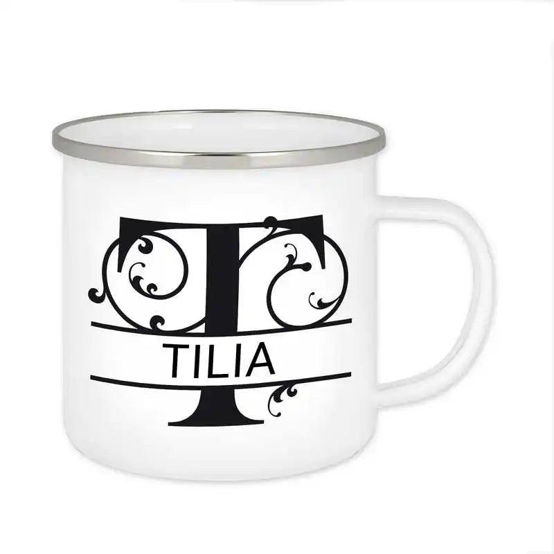Emaille Tasse mit Namen | Motiv 1 | Tilia - Druckerino