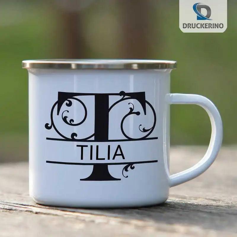 Emaille Tasse mit Namen | Motiv 1 | Tilia - Druckerino