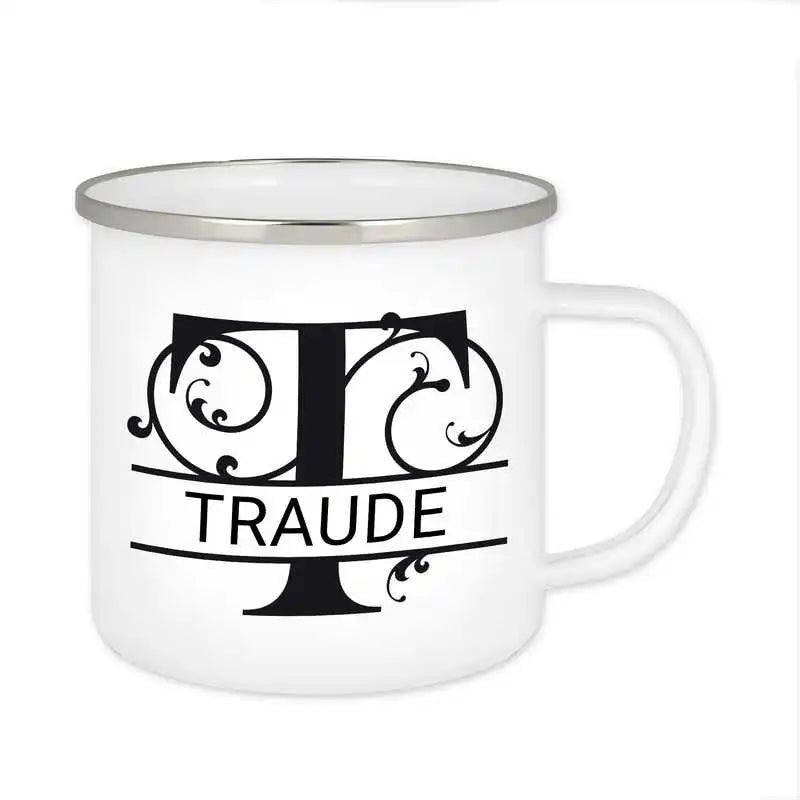 Emaille Tasse mit Namen | Motiv 1 | Traude - Druckerino