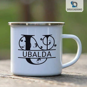 Emaille Tasse mit Namen | Motiv 1 | Ubalda - Druckerino