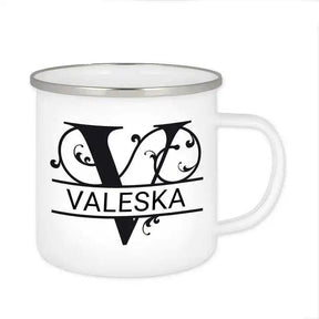 Emaille Tasse mit Namen | Motiv 1 | Valeska - Druckerino