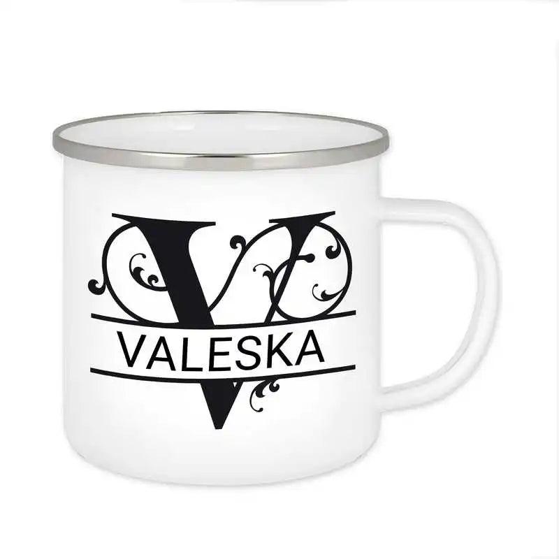 Emaille Tasse mit Namen | Motiv 1 | Valeska - Druckerino