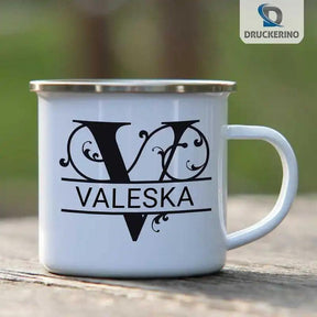 Emaille Tasse mit Namen | Motiv 1 | Valeska - Druckerino