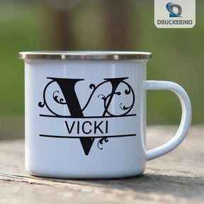 Emaille Tasse mit Namen | Motiv 1 | Vicki - Druckerino