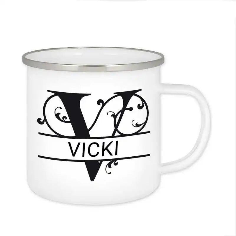 Emaille Tasse mit Namen | Motiv 1 | Vicki - Druckerino