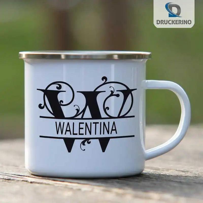 Emaille Tasse mit Namen | Motiv 1 | Walentina - Druckerino