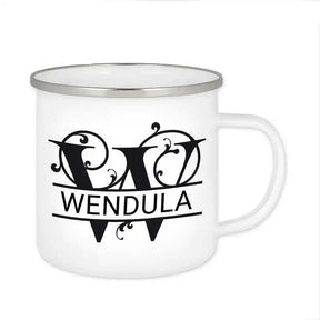 Emaille Tasse mit Namen | Motiv 1 | Wendula - Druckerino
