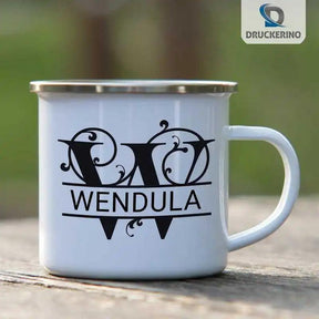 Emaille Tasse mit Namen | Motiv 1 | Wendula - Druckerino