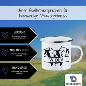 Emaille Tasse mit Namen | Motiv 1 | Wiola - Druckerino