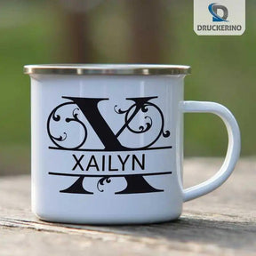 Emaille Tasse mit Namen | Motiv 1 | Xailyn - Druckerino