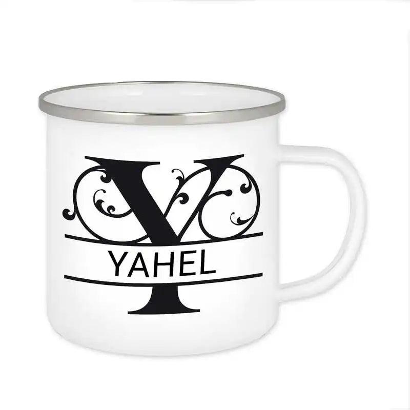 Emaille Tasse mit Namen | Motiv 1 | Yahel - Druckerino