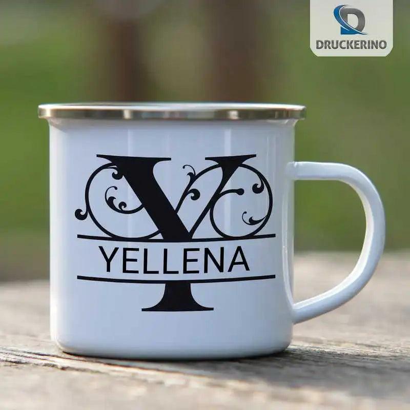 Emaille Tasse mit Namen | Motiv 1 | Yellena - Druckerino