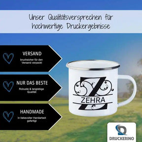 Emaille Tasse mit Namen | Motiv 1 | Zehra - Druckerino