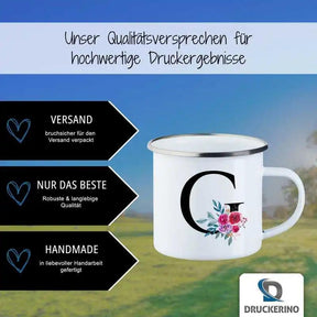 Emaille Tasse mit Namen | Motiv 2 | Gitte - Druckerino