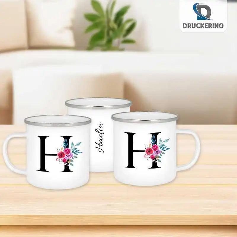 Emaille Tasse mit Namen | Motiv 2 | Hadia - Druckerino