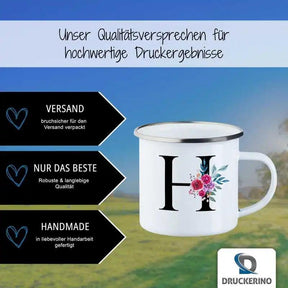 Emaille Tasse mit Namen | Motiv 2 | Hulda - Druckerino