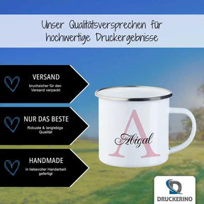 Emaille Tasse mit Namen | Motiv 3 | Abigal - Druckerino