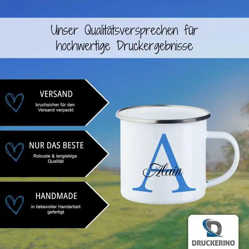 Emaille Tasse mit Namen | Motiv 3 | Alain - Druckerino
