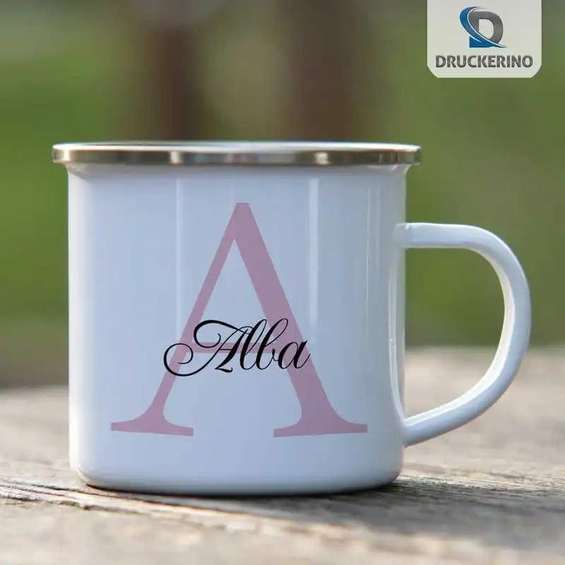 Emaille Tasse mit Namen | Motiv 3 | Alba - Druckerino
