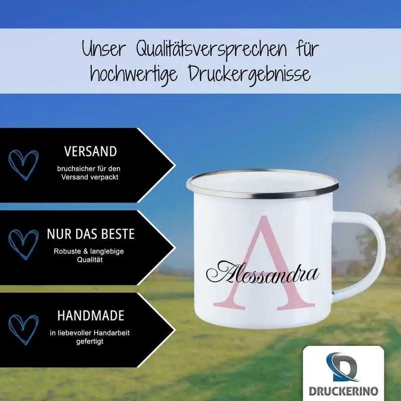Emaille Tasse mit Namen | Motiv 3 | Alessandra - Druckerino