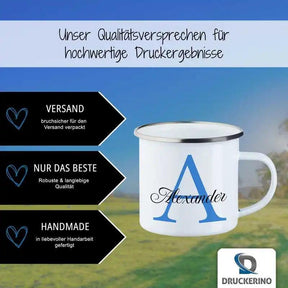 Emaille Tasse mit Namen | Motiv 3 | Alexander - Druckerino