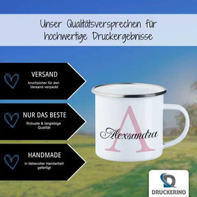 Emaille Tasse mit Namen | Motiv 3 | Alexsandra - Druckerino