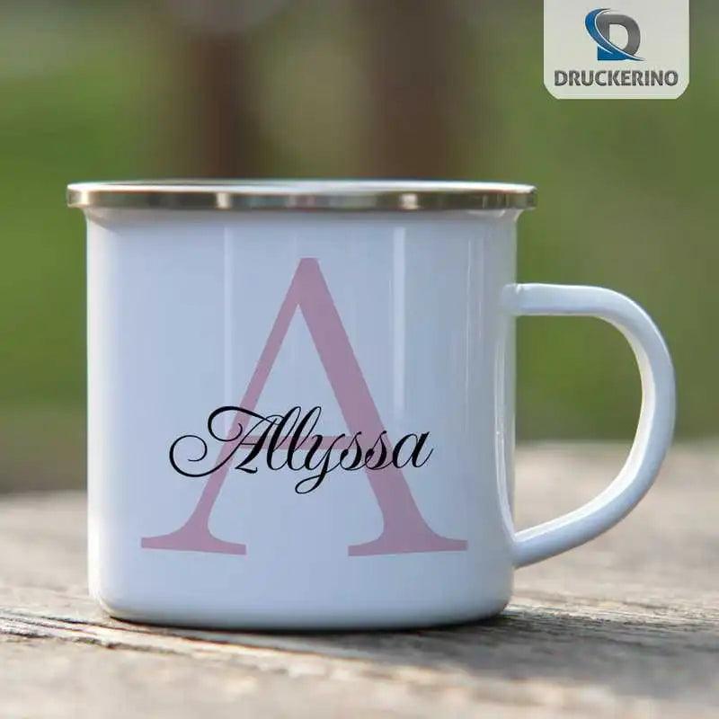 Emaille Tasse mit Namen | Motiv 3 | Allyssa - Druckerino